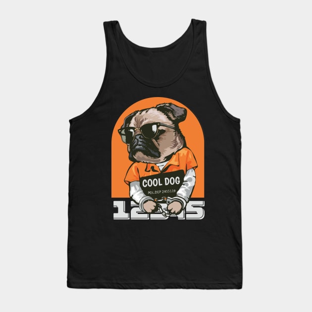 Pug Under Arrest: Comic Canine Adventures Tank Top by DogsandCats